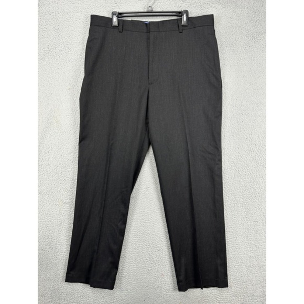 Alex Cannon Wool Blend Mens‎ Dress Pants 38X32 Dark Grey Flat Front Straight NEW